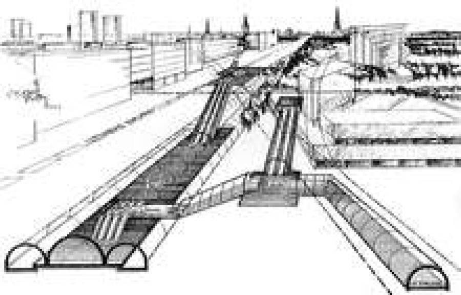 Эскиз одной из станций метрополитена.