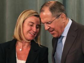 Верховный представитель ЕС по иностранным делам и политике безопасности Федерика Могерини и минист иностранных дел РФ Сергей Лавров.