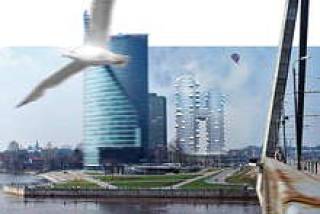 Одна из башен Z-Towers (на заднем плане) станет самым высоким зданием в Латвии.