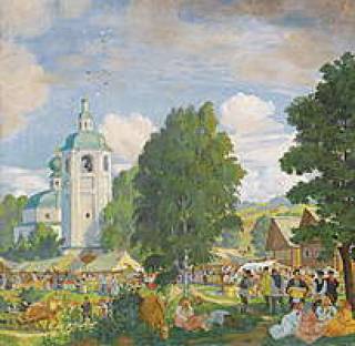 “Деревенская ярмарка” Кустодиева (1920).