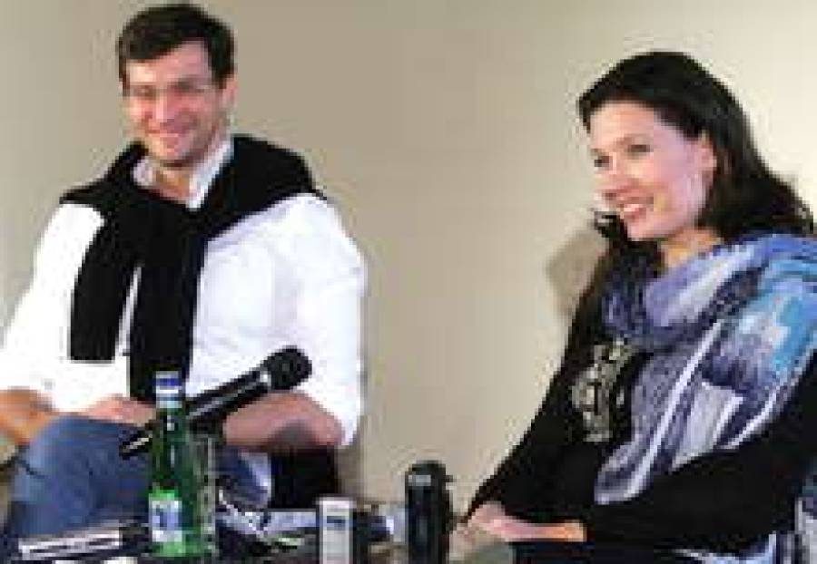 Марина Ребека и Модестас Питренас перед концертом.